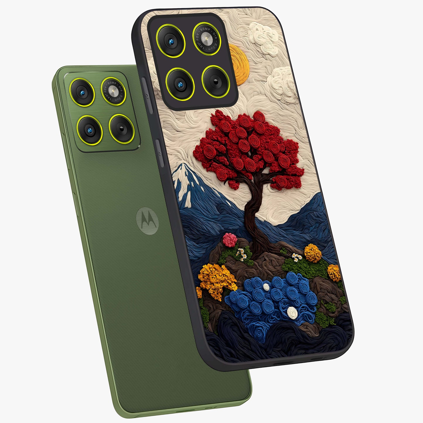Eternal Nature Tapestry Glass Case displayed in angled mockup highlighting detailed botanical pattern with artistic aesthetic.