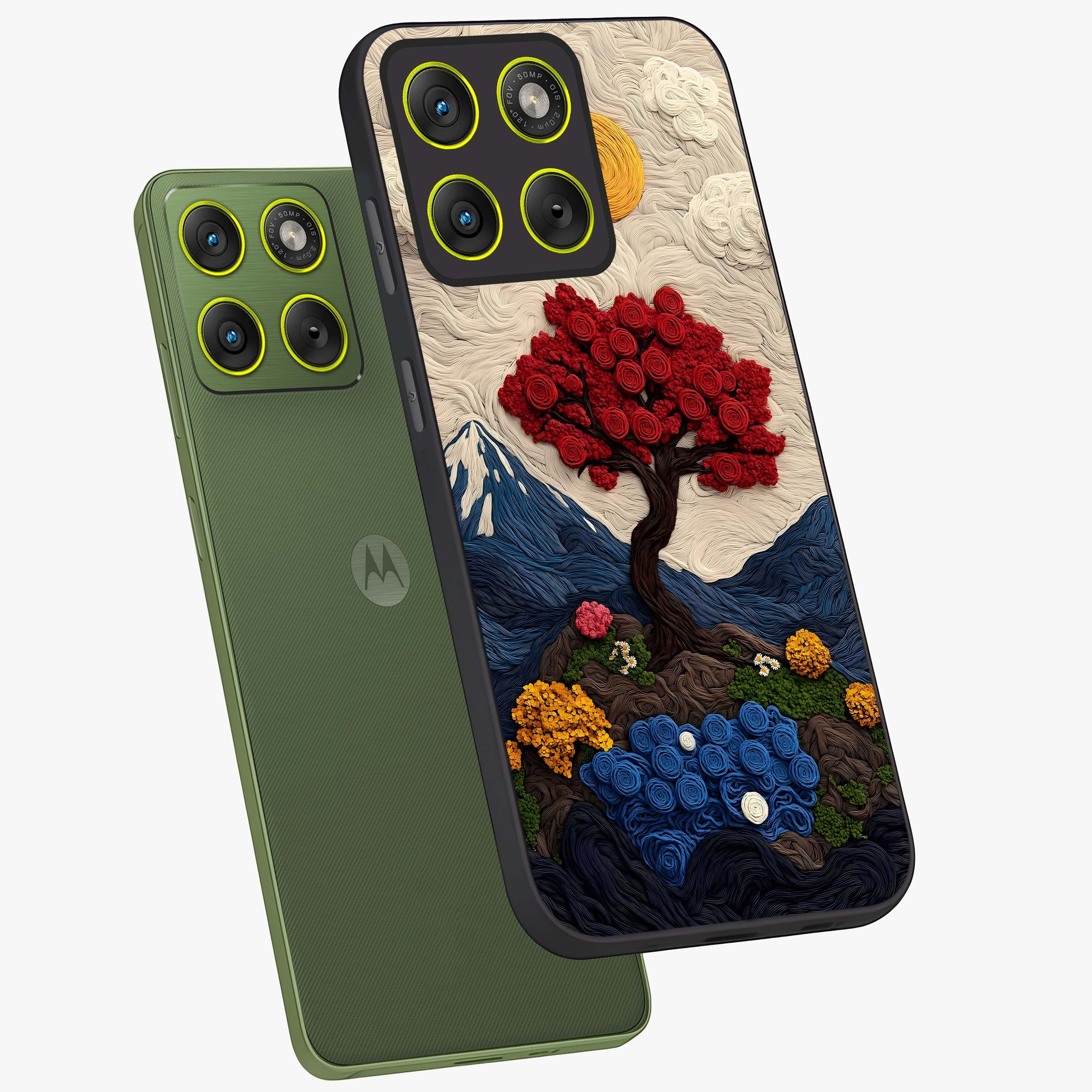 Eternal Nature Tapestry Glass Case displayed in angled mockup highlighting detailed botanical pattern with artistic aesthetic.