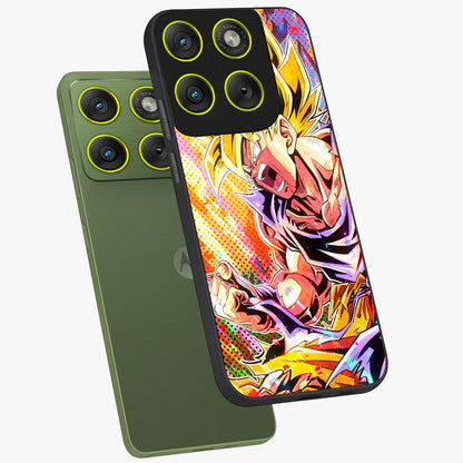 Firing Goku Glass Case displayed in angled mockup highlighting dynamic anime character design with action aesthetic.