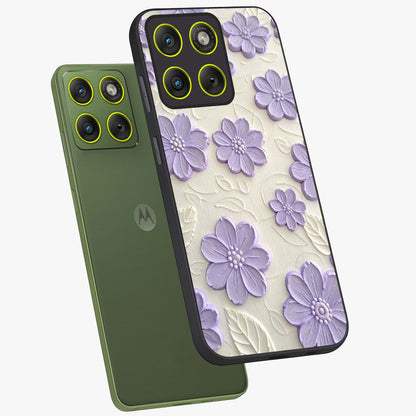 Floral Wall Art With Purple Flowers Glass Case displayed in angled mockup highlighting vibrant purple floral illustration with artistic aesthetic.
