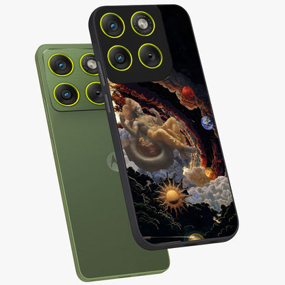 Galactic Divine God Glass Case displayed in angled mockup highlighting powerful celestial deity illustration with galactic aesthetic.