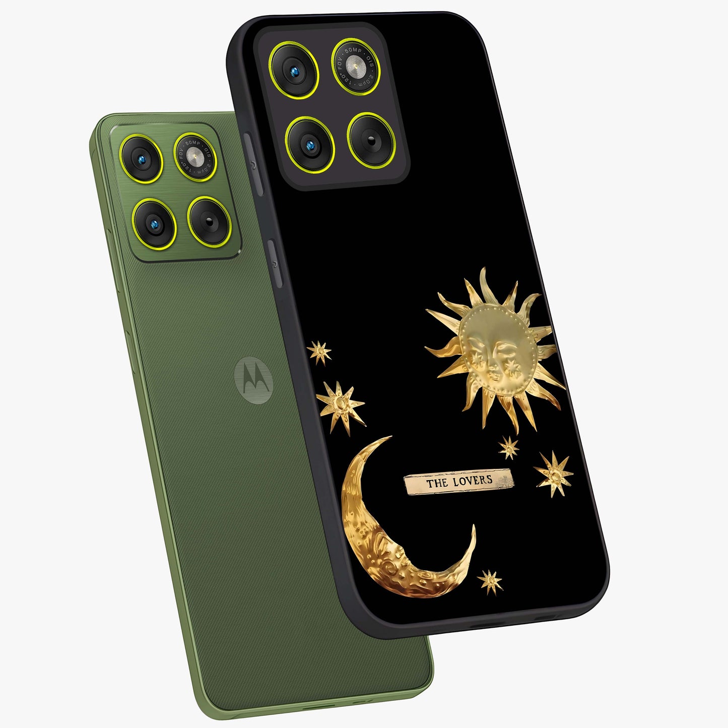 Gold Sun Blush Glass Case displayed in angled mockup highlighting radiant sun design with warm golden aesthetic.