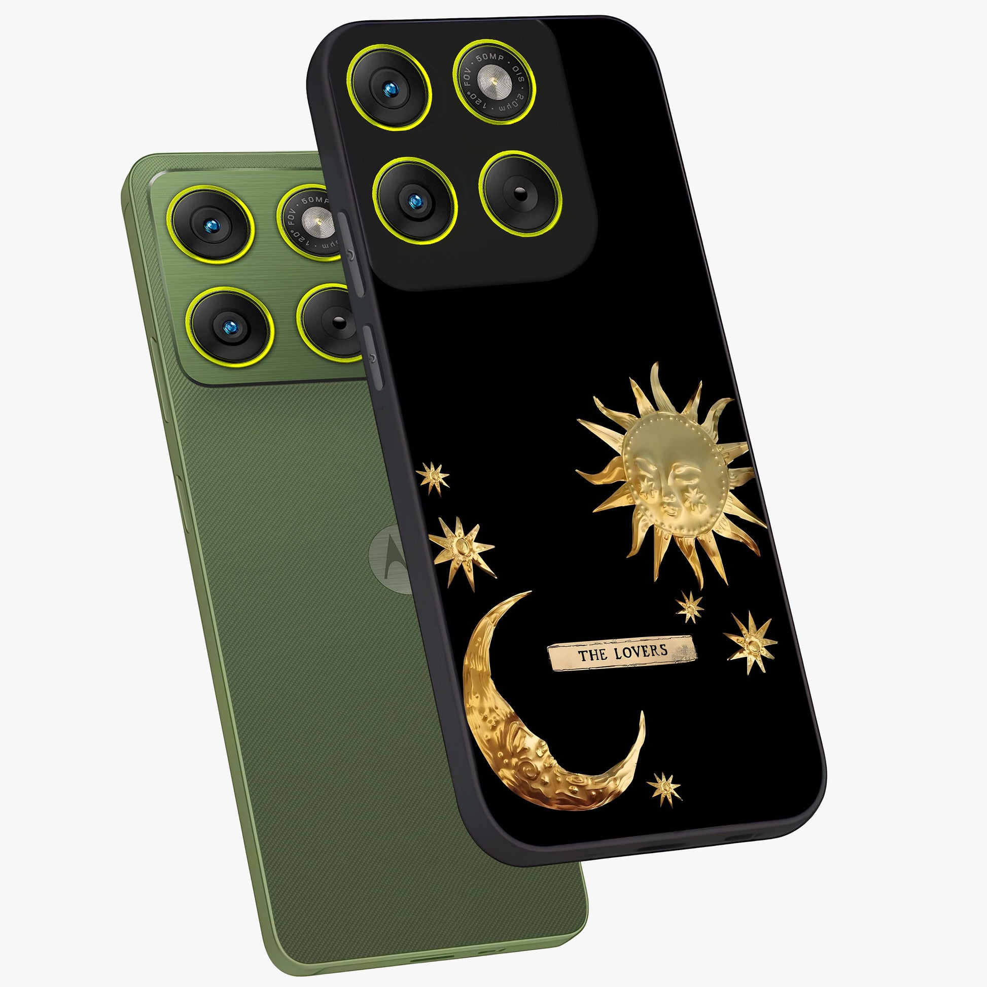 Gold Sun Blush Glass Case displayed in angled mockup highlighting radiant sun design with warm golden aesthetic.