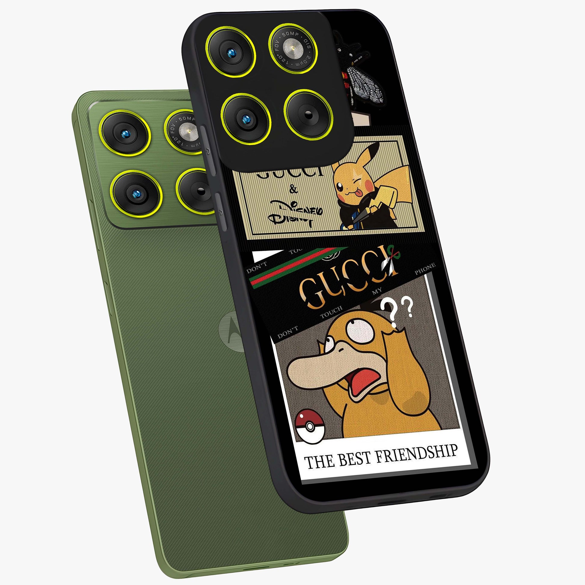 Gucci Play Mashup Glass Case displayed in angled mockup highlighting stylish fashion mashup design with bold aesthetic.