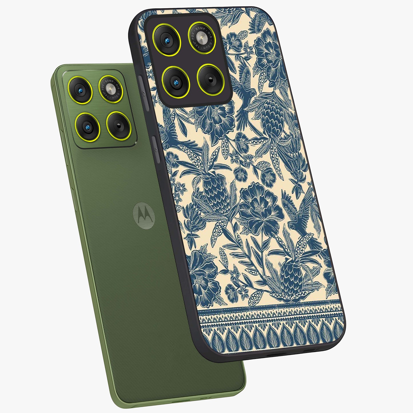 Heirloom Wild Bloom Glass Case displayed in angled mockup highlighting botanical bloom design with classic aesthetic style.