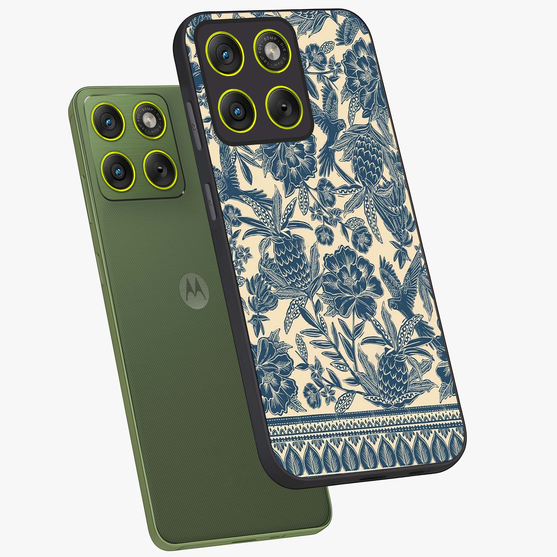 Heirloom Wild Bloom Glass Case displayed in angled mockup highlighting botanical bloom design with classic aesthetic style.