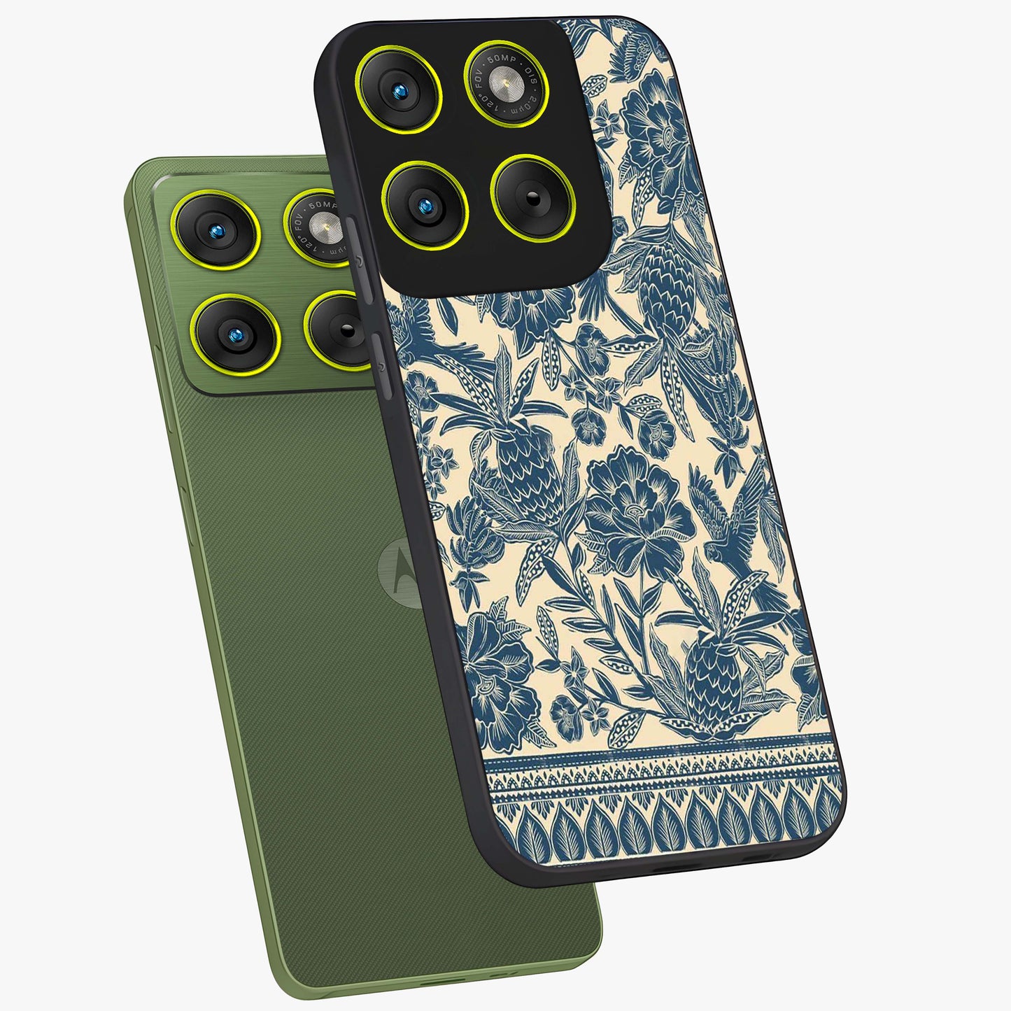 Heirloom Wild Bloom Glass Case displayed in angled mockup highlighting botanical bloom design with classic aesthetic style.