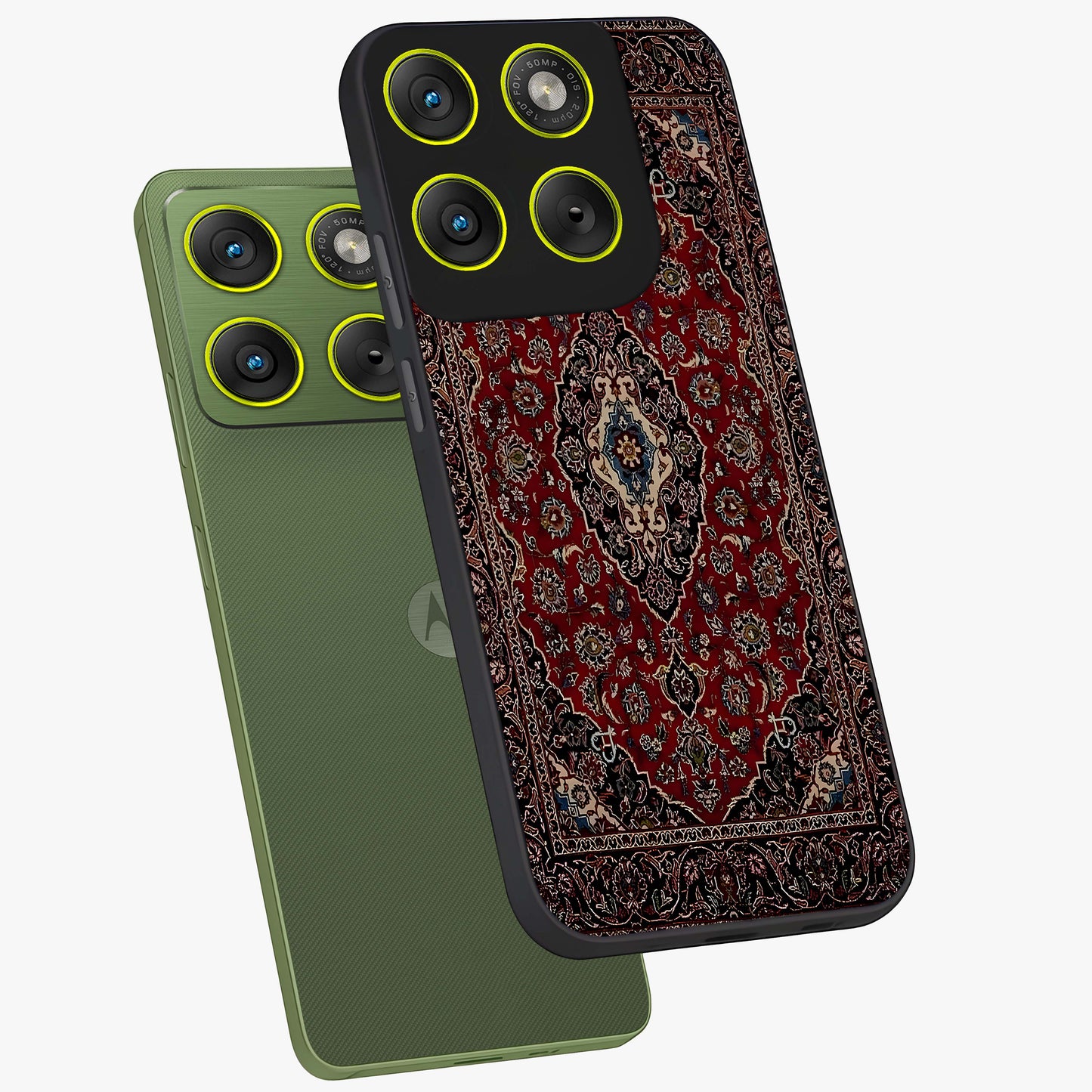 Heritage Carpet Royale Glass Case displayed in angled mockup highlighting intricate royal carpet design with heritage aesthetic.