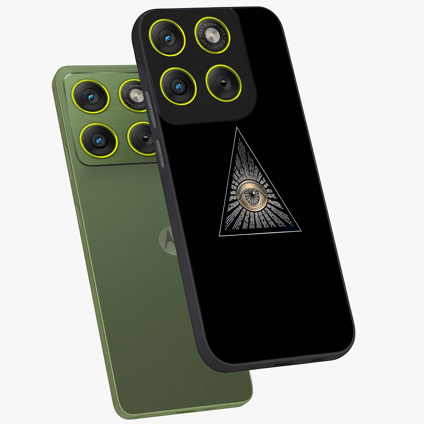 Illuminati Evil Glass Case displayed in angled mockup highlighting dark occult inspired design with bold aesthetic style.