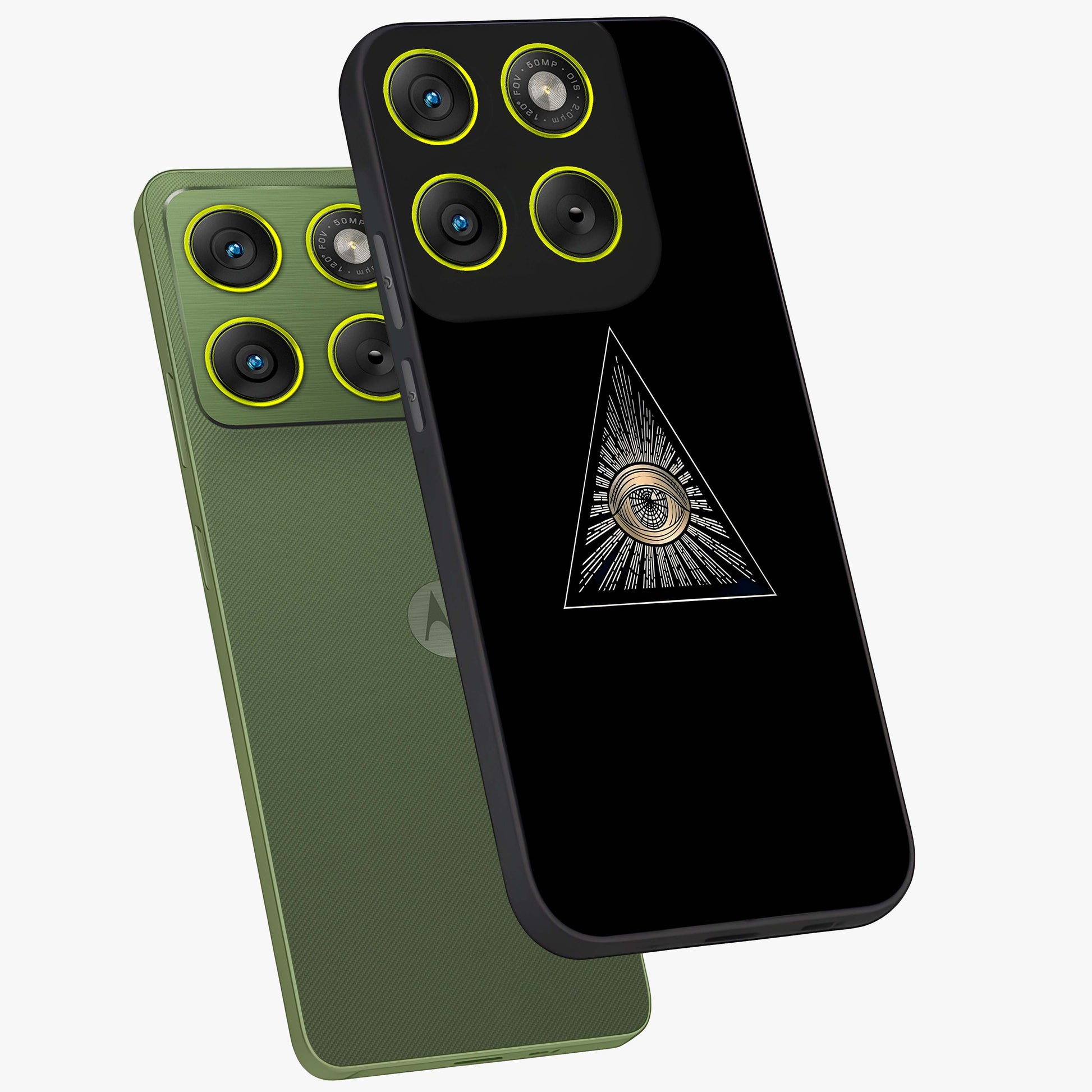 Illuminati Evil Glass Case displayed in angled mockup highlighting dark occult inspired design with bold aesthetic style.