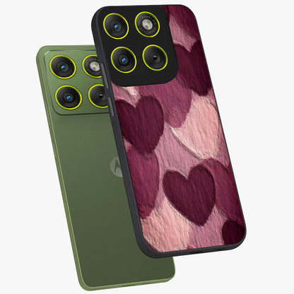 Layered Paper Hearts Glass Case displayed in angled mockup highlighting creative paper craft heart design with romantic aesthetic.
