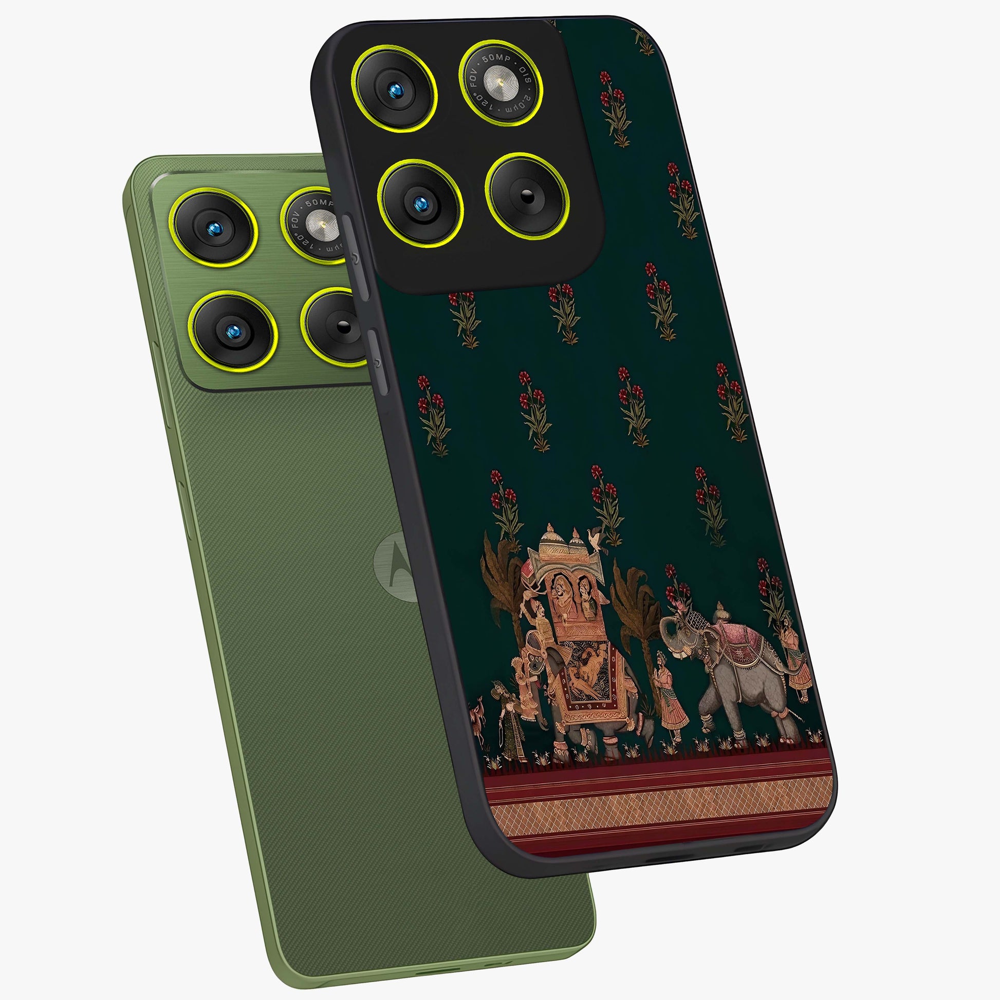Macmerise Glass Case displayed in angled mockup highlighting trendy graphic design with sleek aesthetic style.