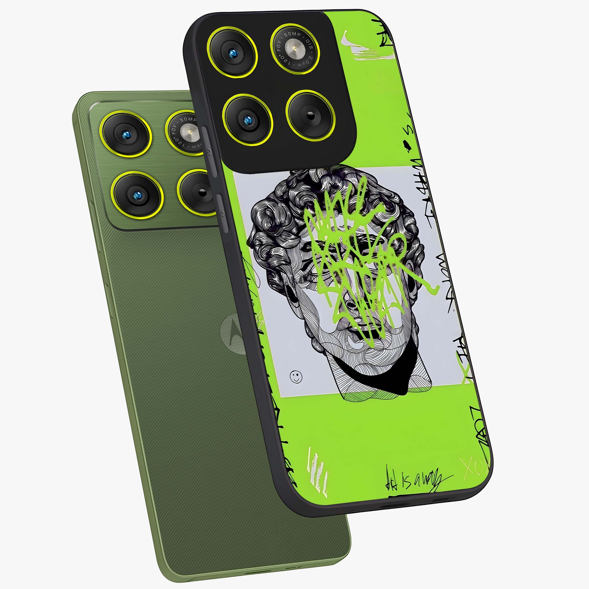 Neo Graffiti Rebellion Glass Case displayed in angled mockup highlighting urban street art design with rebellious aesthetic.