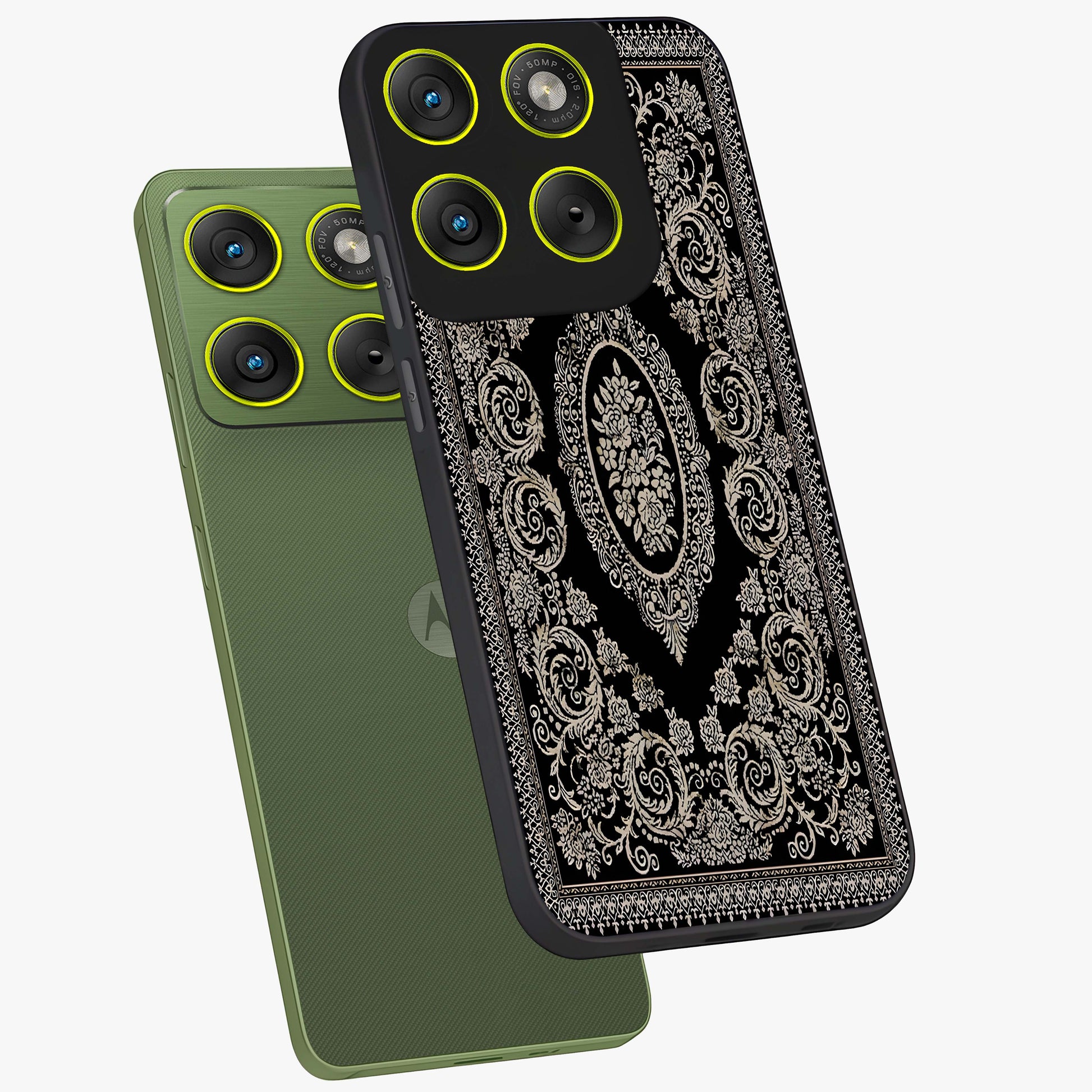Noir Bloom Elegance Glass Case displayed in angled mockup highlighting refined flower design with stylish noir aesthetic.