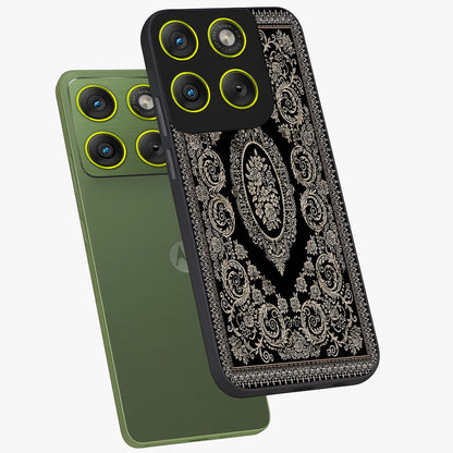 Noir Bloom Elegance Glass Case displayed in angled mockup highlighting refined flower design with stylish noir aesthetic.