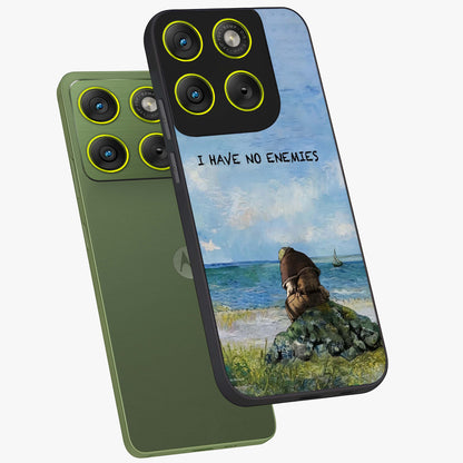 Peace Beyond War Glass Case displayed in angled mockup highlighting meaningful message design with artistic aesthetic style.