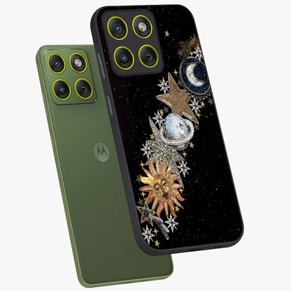 Pearls Universe Object Glass Case displayed in angled mockup highlighting celestial pearl design with dreamy aesthetic.