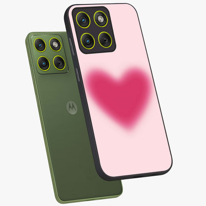 Pink Aura Heart Glass Case displayed in angled mockup highlighting vibrant pink heart design with dreamy aura aesthetic.