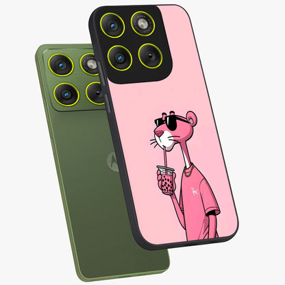 Pink Panther Glass Case displayed in angled mockup highlighting playful cartoon character design with vibrant pink aesthetic.