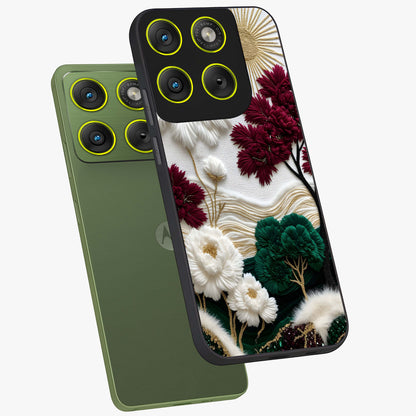Radiant Bloom Elegance Glass Case displayed in angled mockup highlighting graceful floral design with radiant aesthetic style.