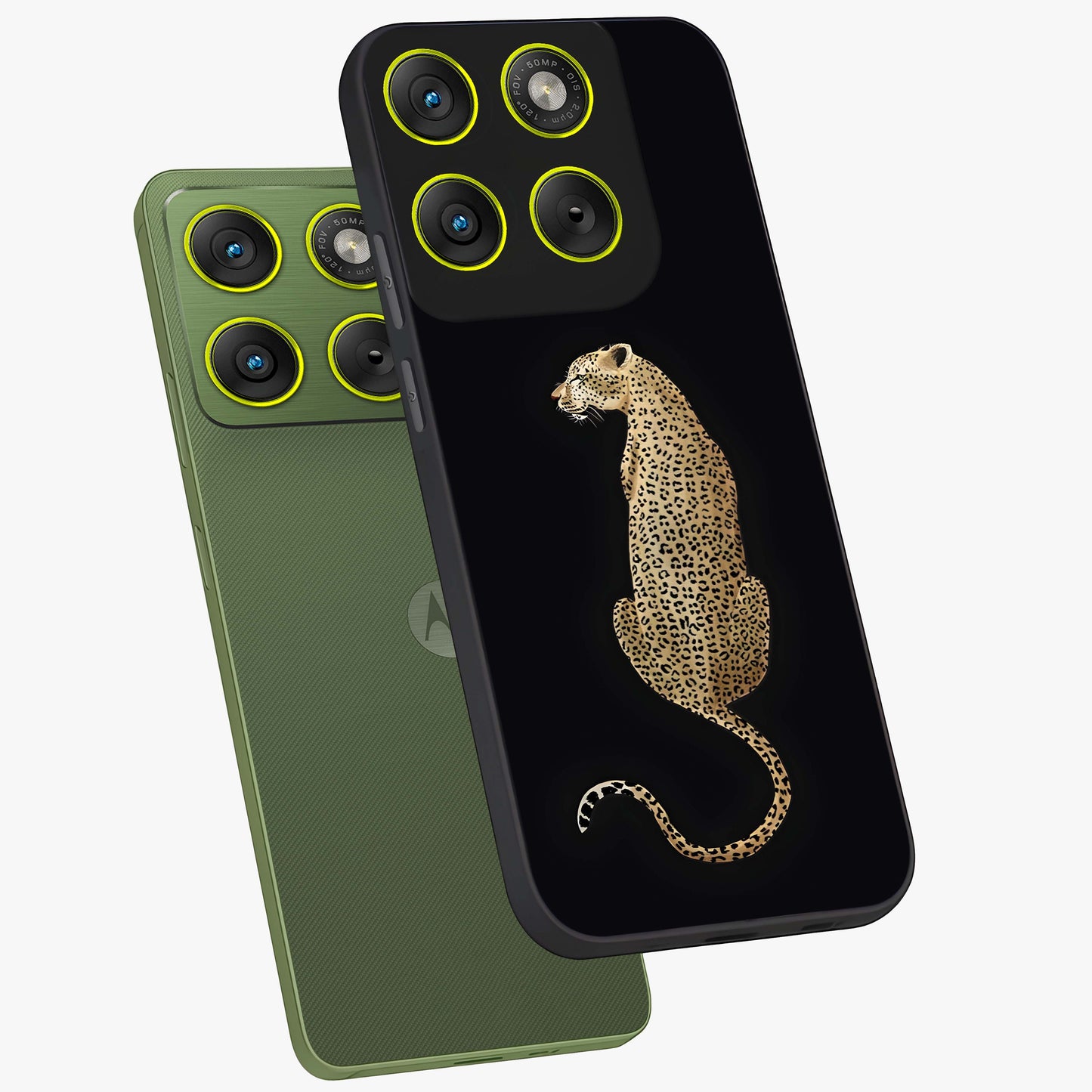 Regal Leopard Glass Case displayed in angled mockup highlighting powerful animal illustration with stylish wild aesthetic.