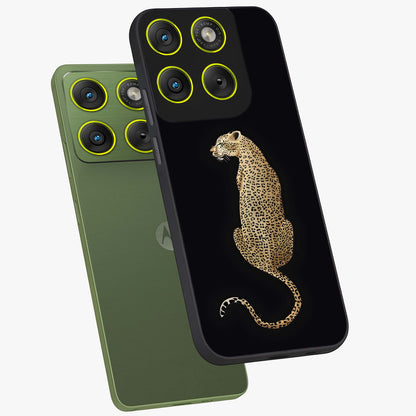 Regal Leopard Glass Case displayed in angled mockup highlighting powerful animal illustration with stylish wild aesthetic.