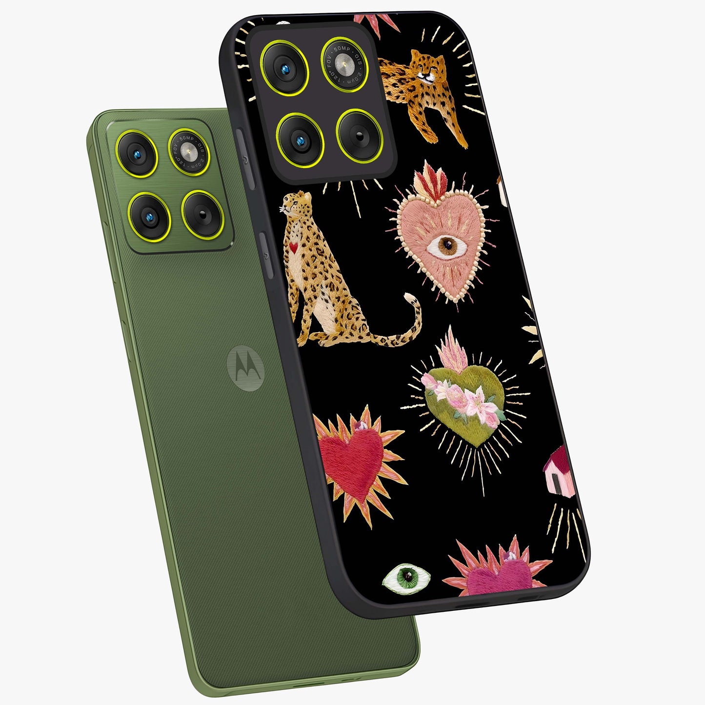 Sacred Jungle Heart Glass Case displayed in angled mockup highlighting lush tropical design with natural aesthetic style.