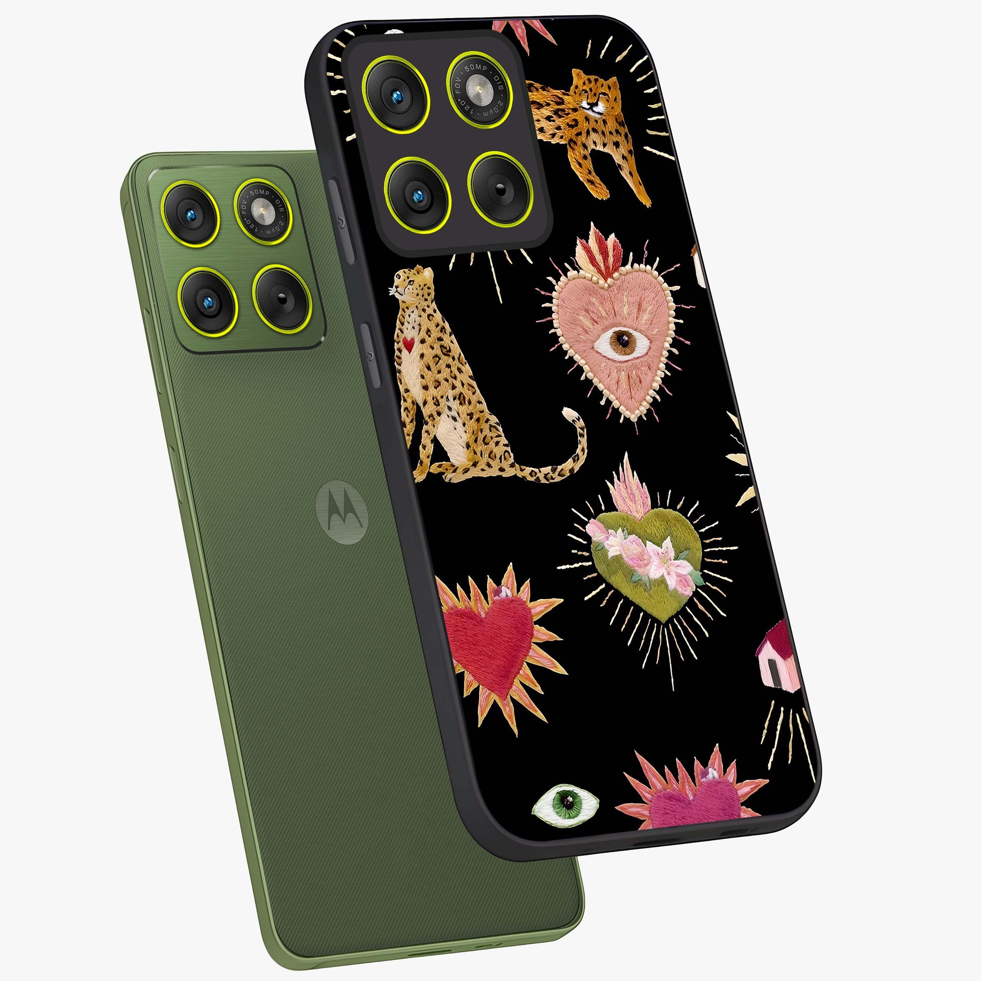 Sacred Jungle Heart Glass Case displayed in angled mockup highlighting lush tropical design with natural aesthetic style.