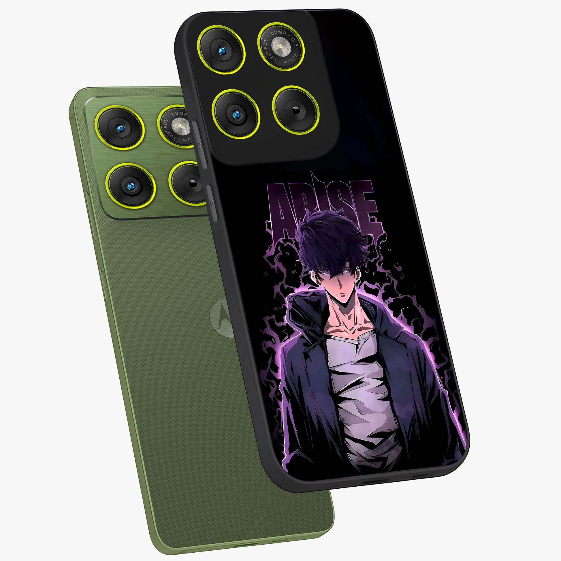 Shadow Monarch Awakening Glass Case displayed in angled mockup highlighting dramatic shadow warrior design with fantasy aesthetic.