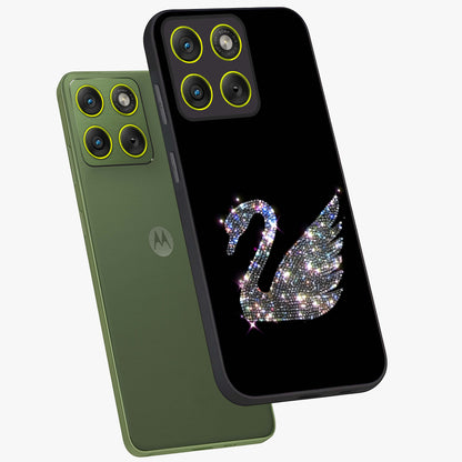 Starlit Swan Grace Glass Case displayed in angled mockup highlighting elegant swan illustration with dreamy celestial aesthetic.