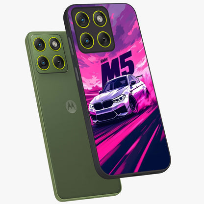 Velocity Drift Pulse Glass Case displayed in angled mockup highlighting dynamic drift design with sporty automotive aesthetic.
