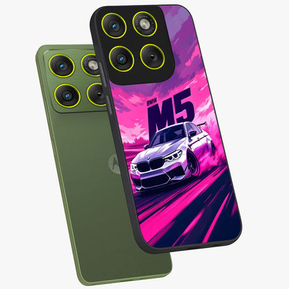 Velocity Drift Pulse Glass Case displayed in angled mockup highlighting dynamic drift design with sporty automotive aesthetic.