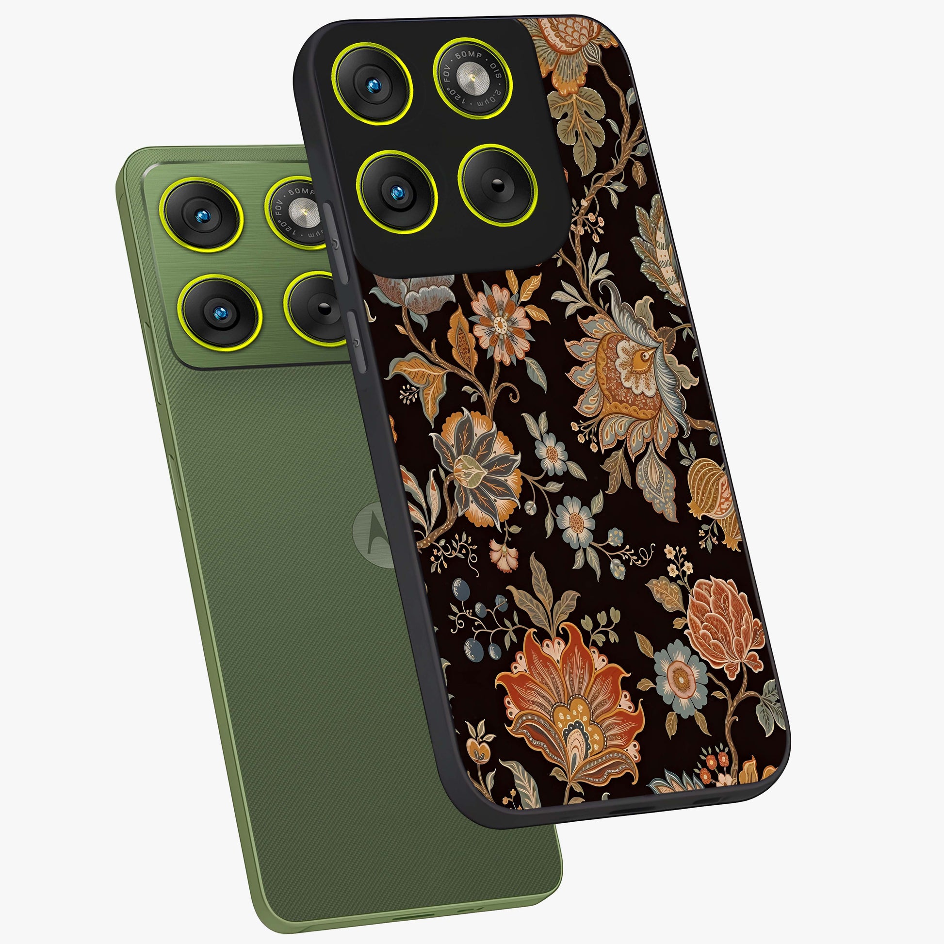 Vintage Floral Dream Glass Case displayed in angled mockup highlighting elegant vintage flower design with soft aesthetic style.