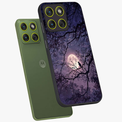 Whispering Moon Silence Glass Case displayed in angled mockup highlighting calm lunar design with dreamy night aesthetic.
