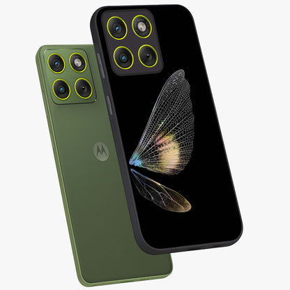 Whispers Of Wings Glass Case displayed in angled mockup highlighting soft feather design with celestial aesthetic style.