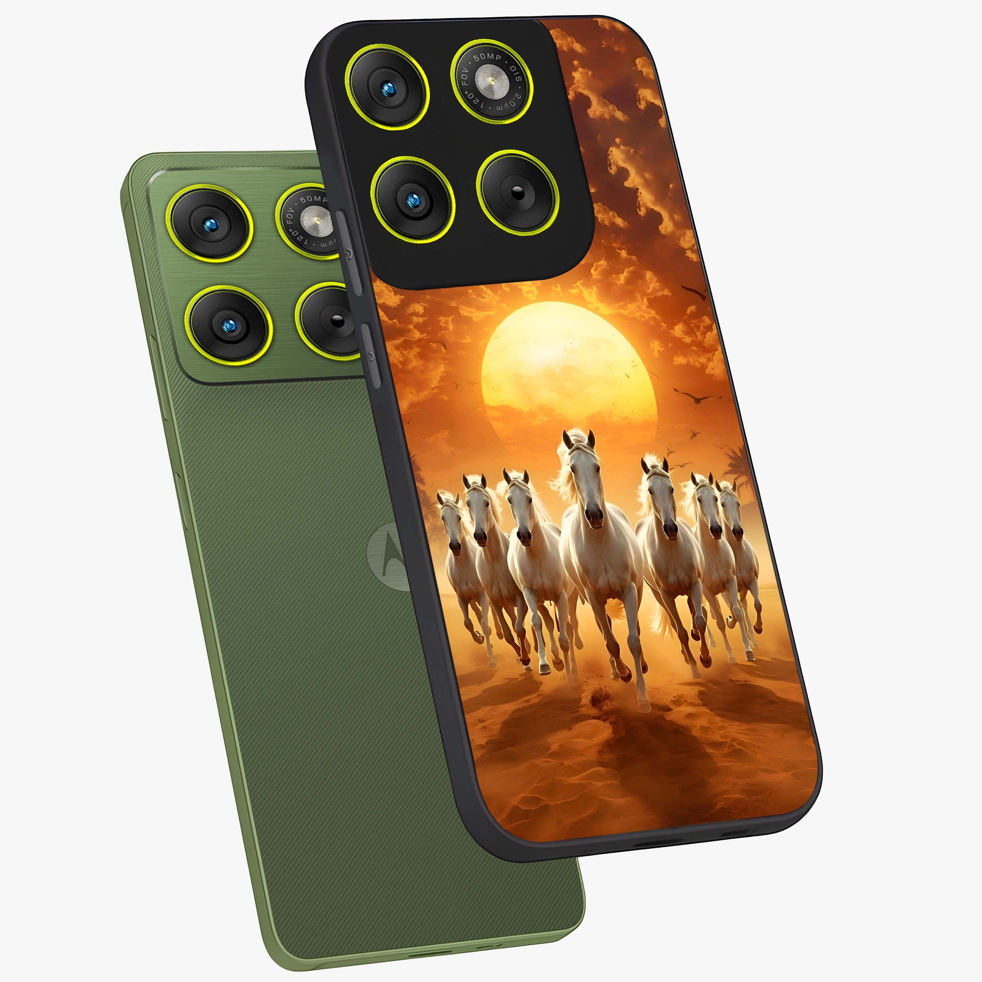 Wild Sunset Majesty Glass Case displayed in angled mockup highlighting vibrant sunset sky design with scenic aesthetic.