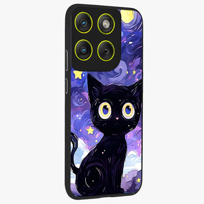 Abstract Cat Art Glass Case upright view showcasing creative feline illustration and aesthetic artistic style.