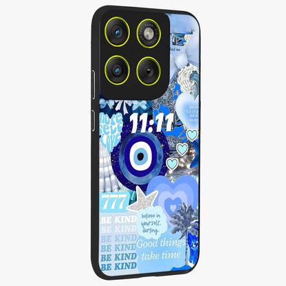 Aesthetic Be Kind Eye Glass Case upright view showcasing stylish eye illustration with positive message theme.