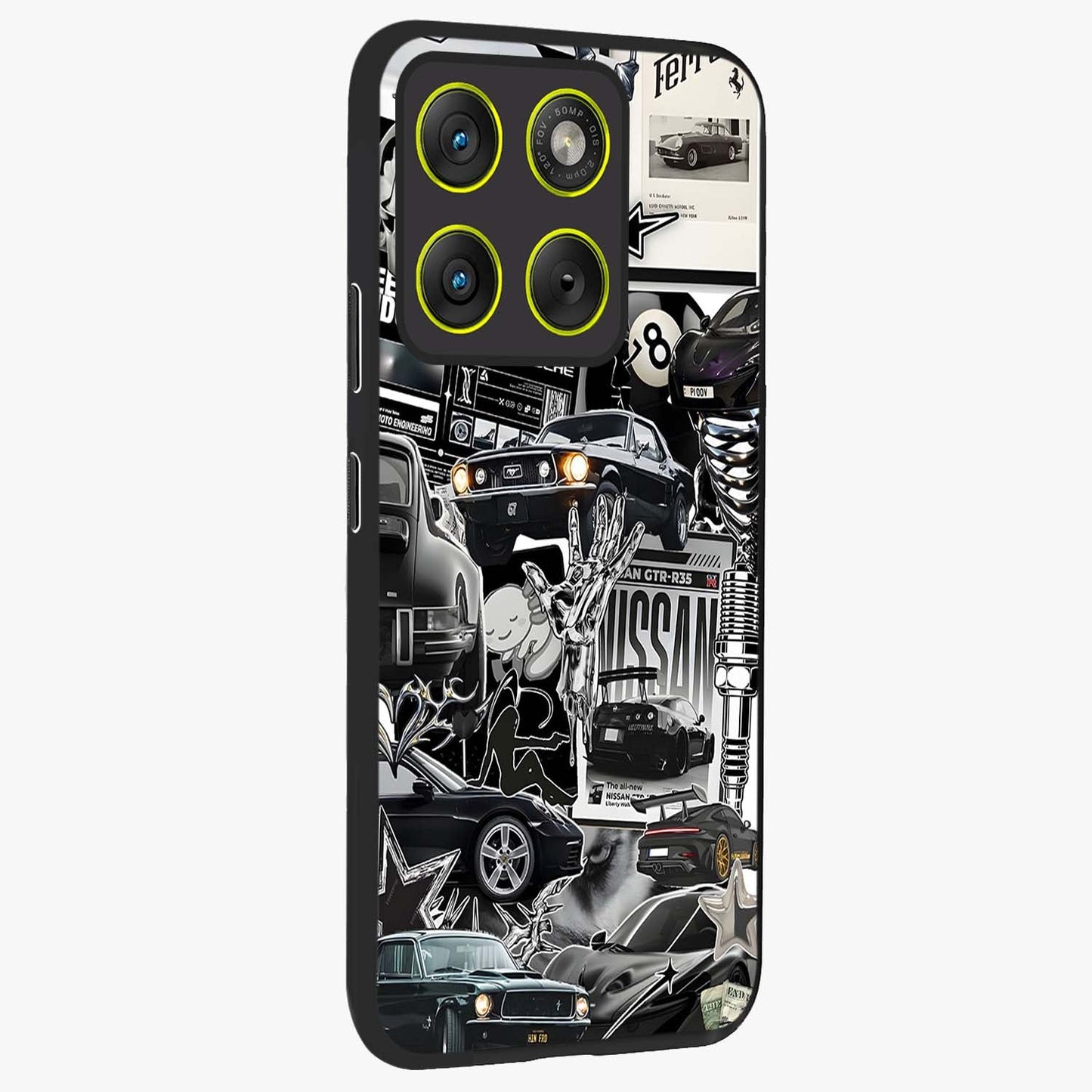 Aesthetic Dark Love Glass Case upright view showcasing dramatic romantic artwork with modern aesthetic style.