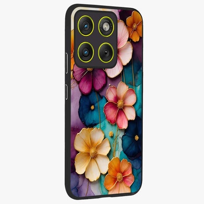 Artlyn Grace Flower Pattern Glass Case upright view showcasing graceful floral artwork with aesthetic botanical style.