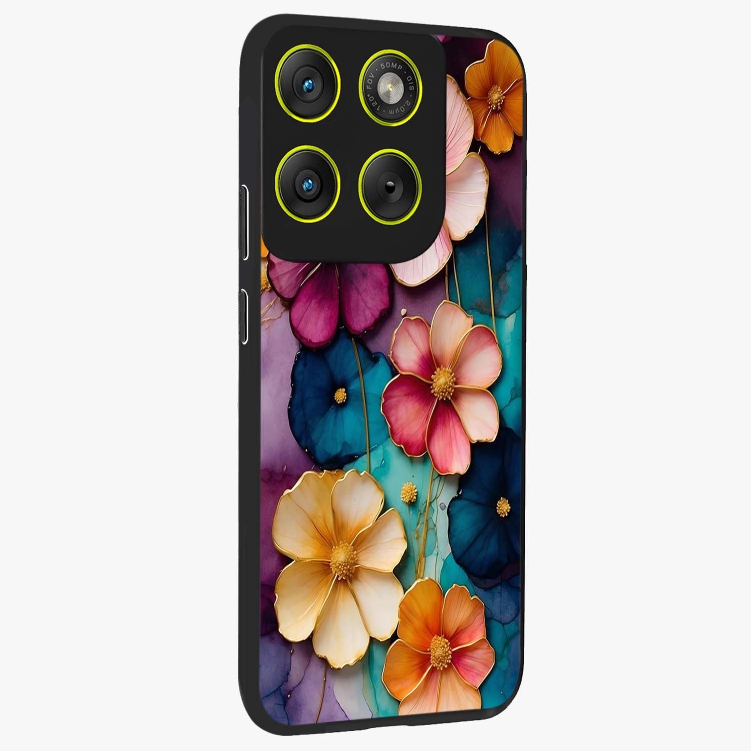 Artlyn Grace Flower Pattern Glass Case upright view showcasing graceful floral artwork with aesthetic botanical style.