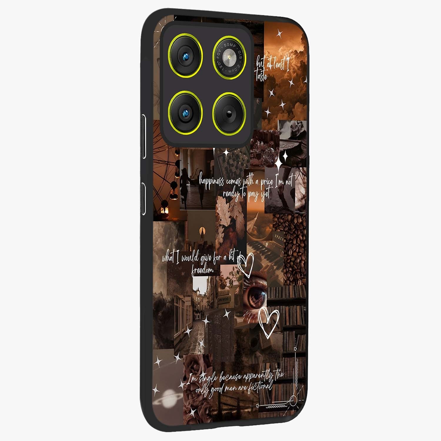 Bittersweet Aesthetic Chaos Glass Case upright view showcasing bold artistic chaos design with modern aesthetic style.