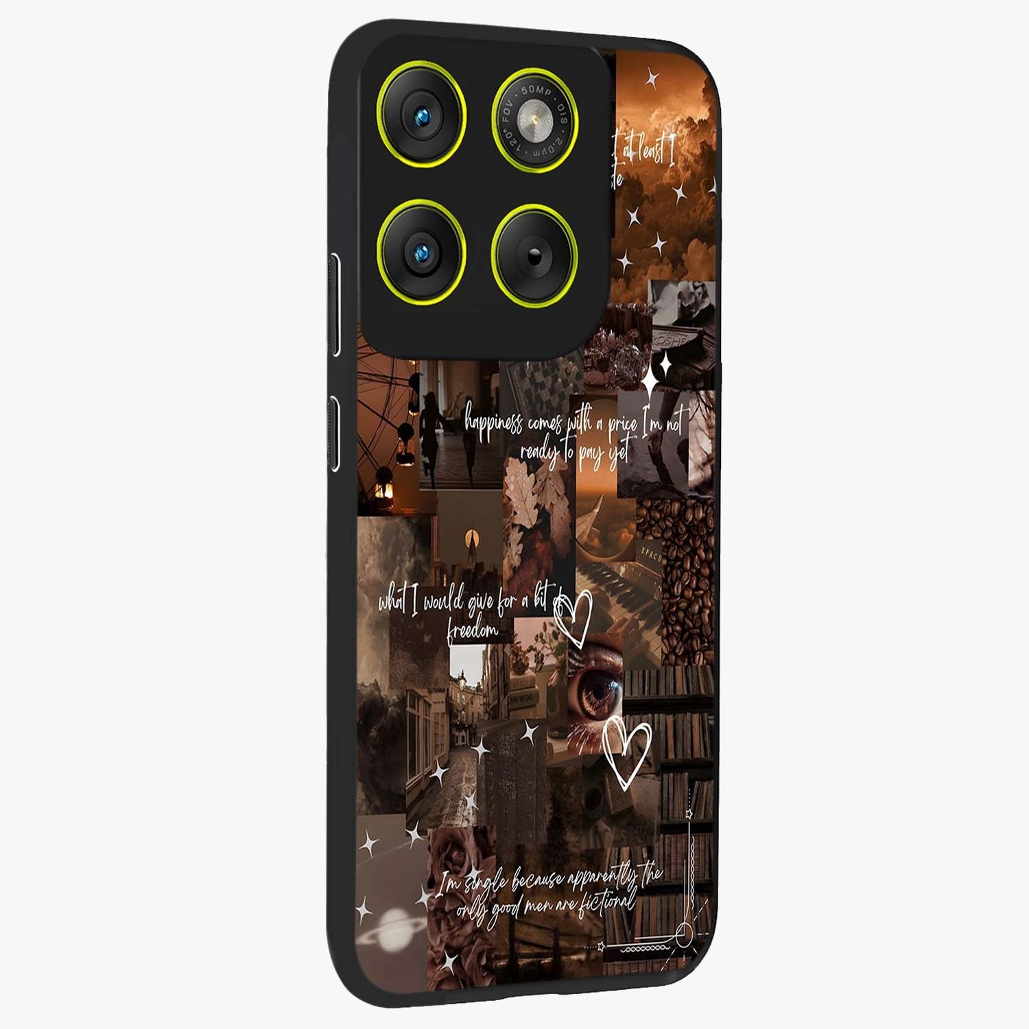 Bittersweet Aesthetic Chaos Glass Case upright view showcasing bold artistic chaos design with modern aesthetic style.