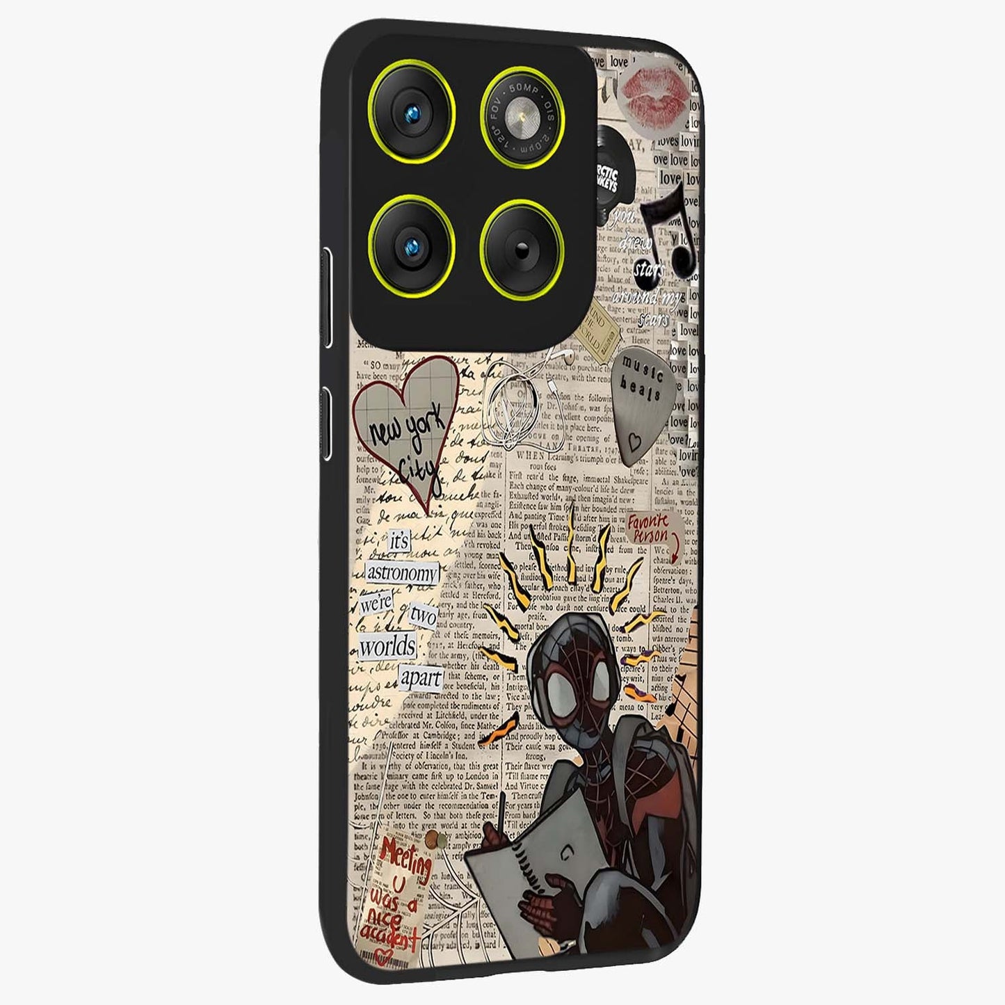 City Dream Sketch Glass Case upright view showcasing urban skyline artwork with stylish hand drawn design.