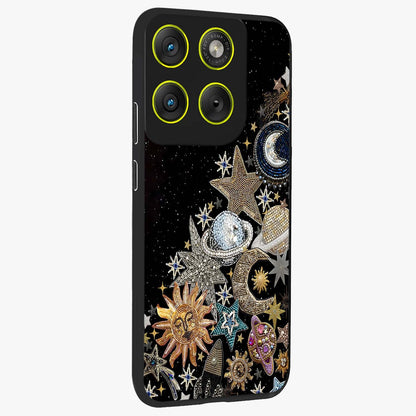 Cosmic Sparkle Dreams Glass Case upright view showcasing glowing cosmic artwork with magical galaxy theme.