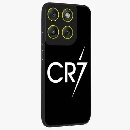 Cr7 Elite Strike Glass Case upright view showcasing energetic football inspired design with modern sports aesthetic.