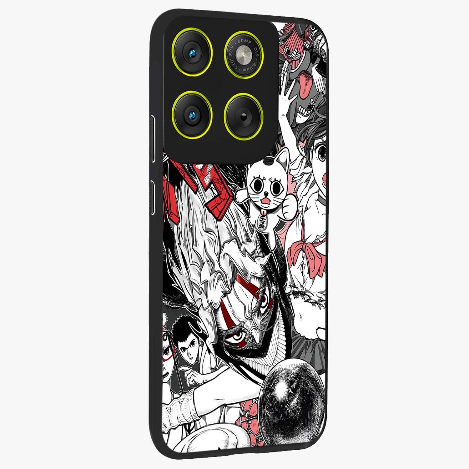 Crimson Chaos Panel Glass Case upright view showcasing intense crimson artwork with dramatic aesthetic style.