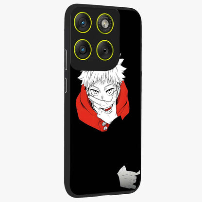 Crimson Chaos Smile Glass Case upright view showcasing expressive chaotic artwork with striking visual theme.