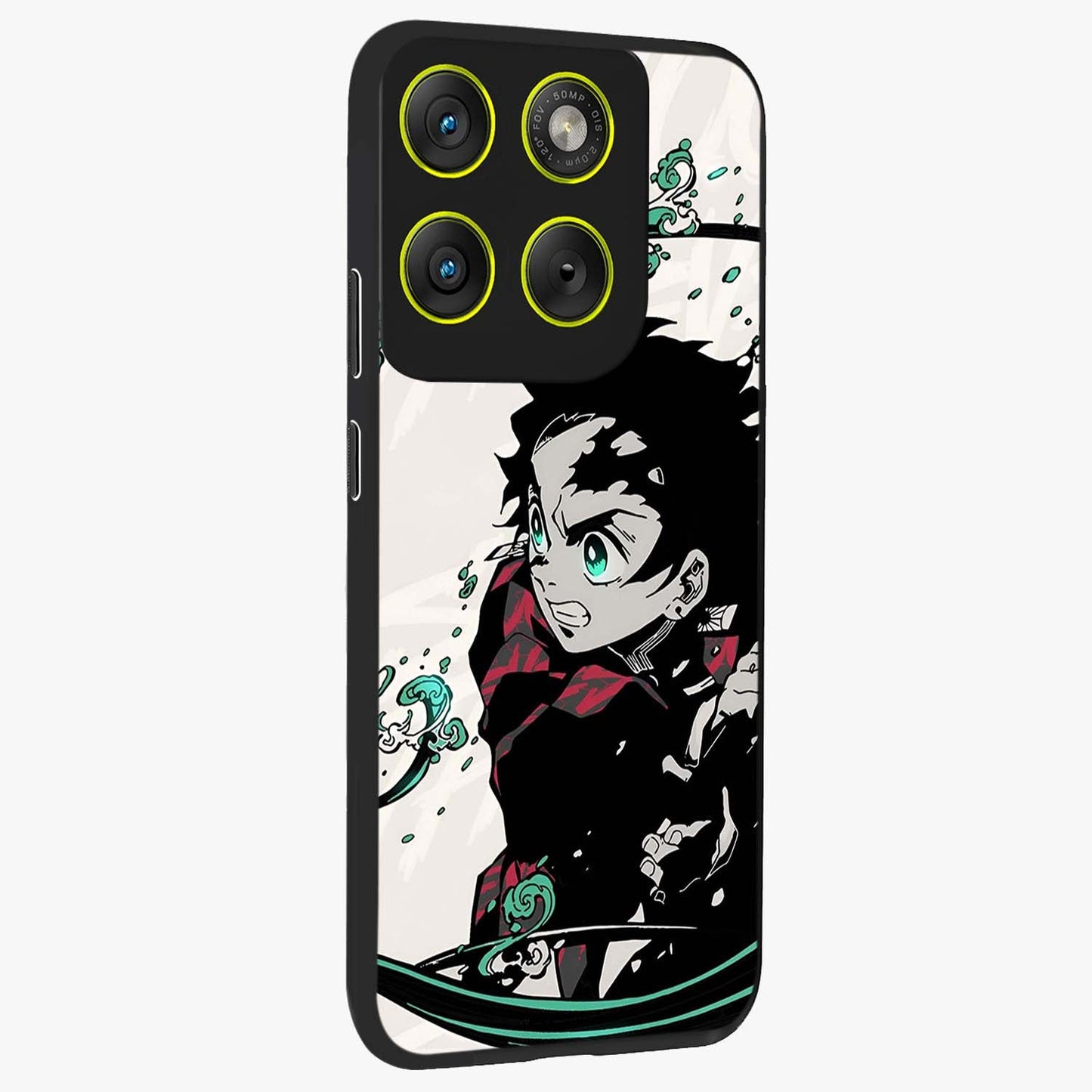 Demon Slayer Glass Case upright view showcasing powerful anime artwork with intense warrior theme.