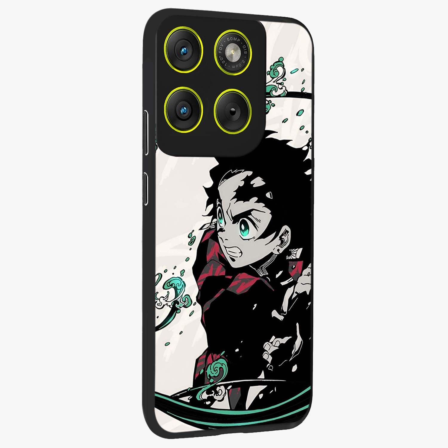 Demon Slayer Glass Case upright view showcasing powerful anime artwork with intense warrior theme.